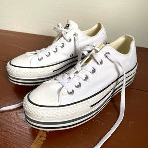 White All Star Platform Sneakers